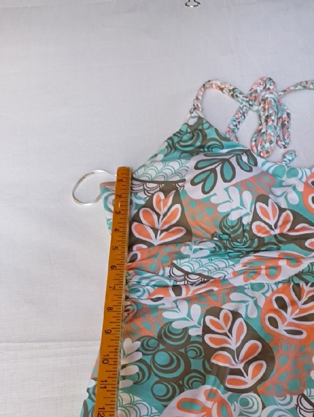 Tommy Bahama Women's Summer Dress Light Aqua & Coral Printed Halter Size L - Picture 6 of 8